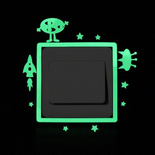 Luminous Cartoon Switch Sticker Glow in the Dark Cat Sticker Fluorescent Fairy Moon Stars Sticker Kid Room Decoration Home Decor