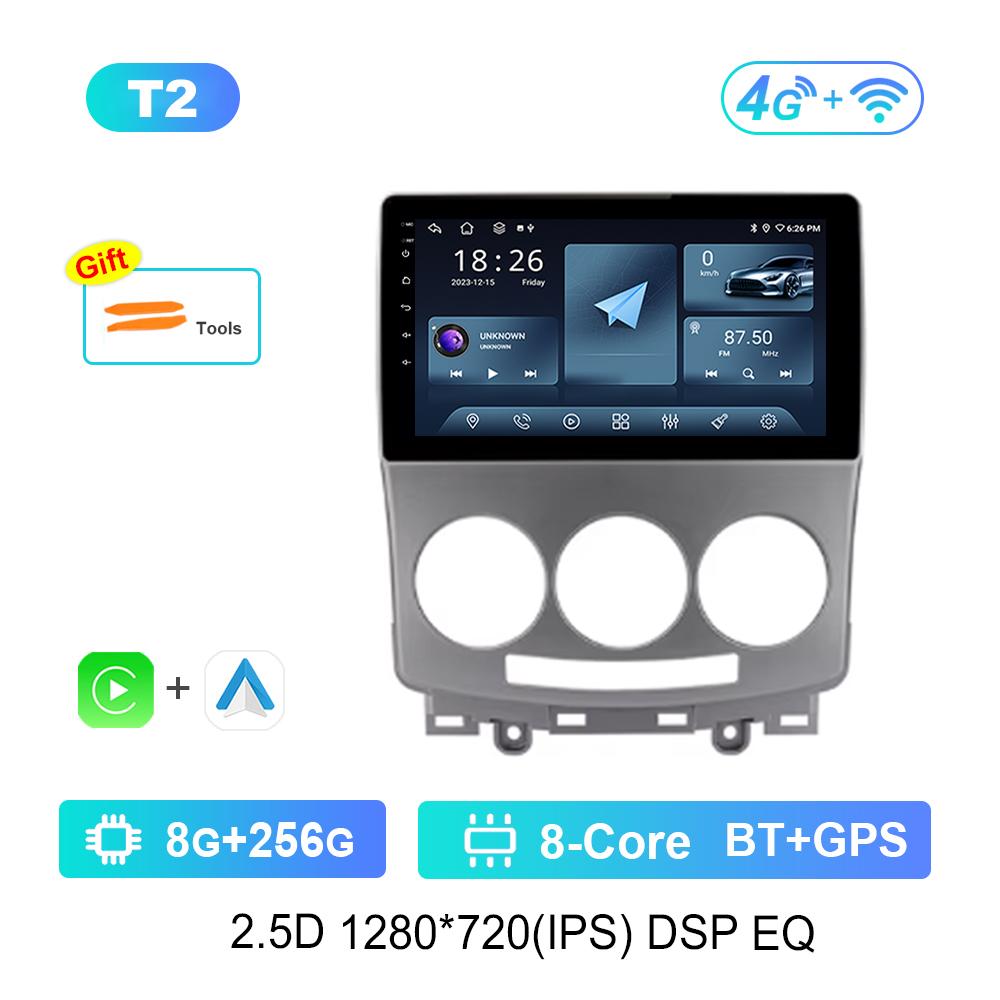 For Mazda 5 2005 - 2010 Carplay WiFi Android System Car Video Multimedia Player Navigation GPS Bluetooth Auto Tools Split Screen