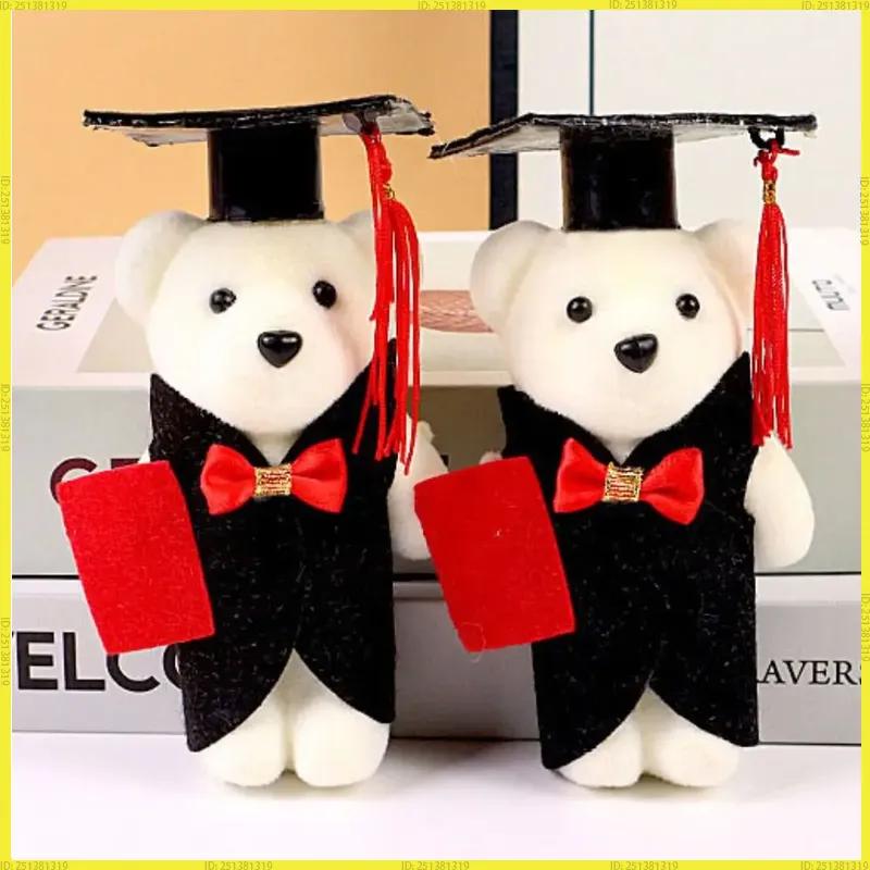 10 Pcs Set Graduation Bear Dolls Soft Plush Mini Bears With Graduation Cap Gown Red Diploma Ceremony For Graduates Bouquet Decor