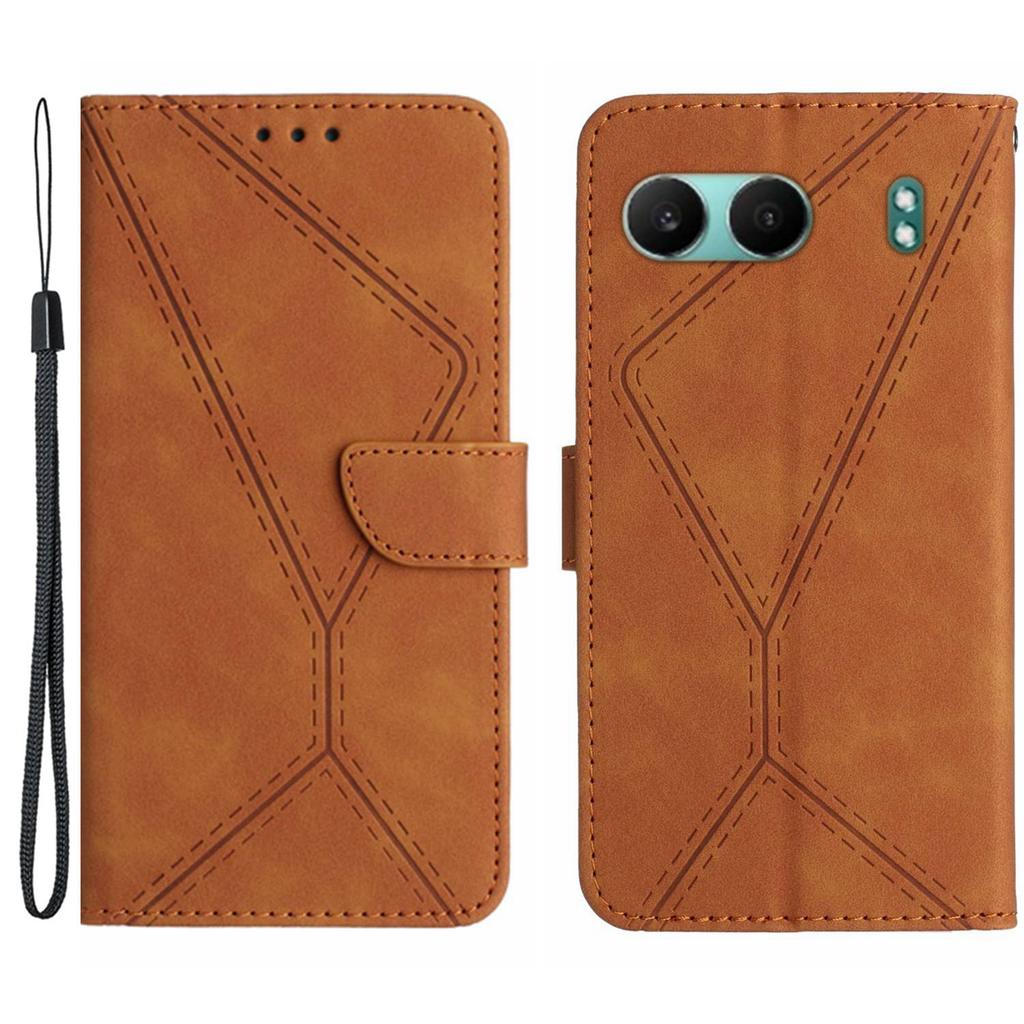 HT05 For OnePlus Nord 4 Case Skin-Touch Lines PU Leather Flip Phone Cover