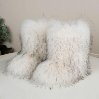 Mode Winterschuhe Damen Winter Flauschige Kunstfellstiefel Frau Plüsch Warme Schneestiefel Schuhe Mädchen Pelzige Pelzstiefel