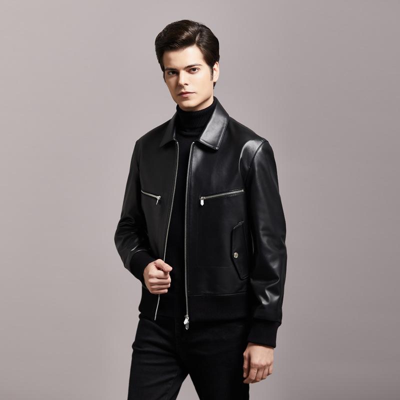 

Куртка из натуральной кожи для мужчин, первый слой из коровьей кожи, деловые повседневные кожаные куртки для людей среднего и пожилого возраста, пуховики с лацканами для пап 2XL