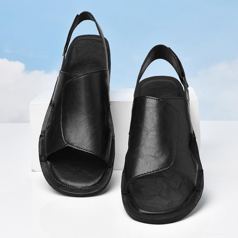 Summer Outdoor Casual Business Office Sandals for Men Minimalist Flat Designer Slippers Genuine Leather Breathable Walking Shoes