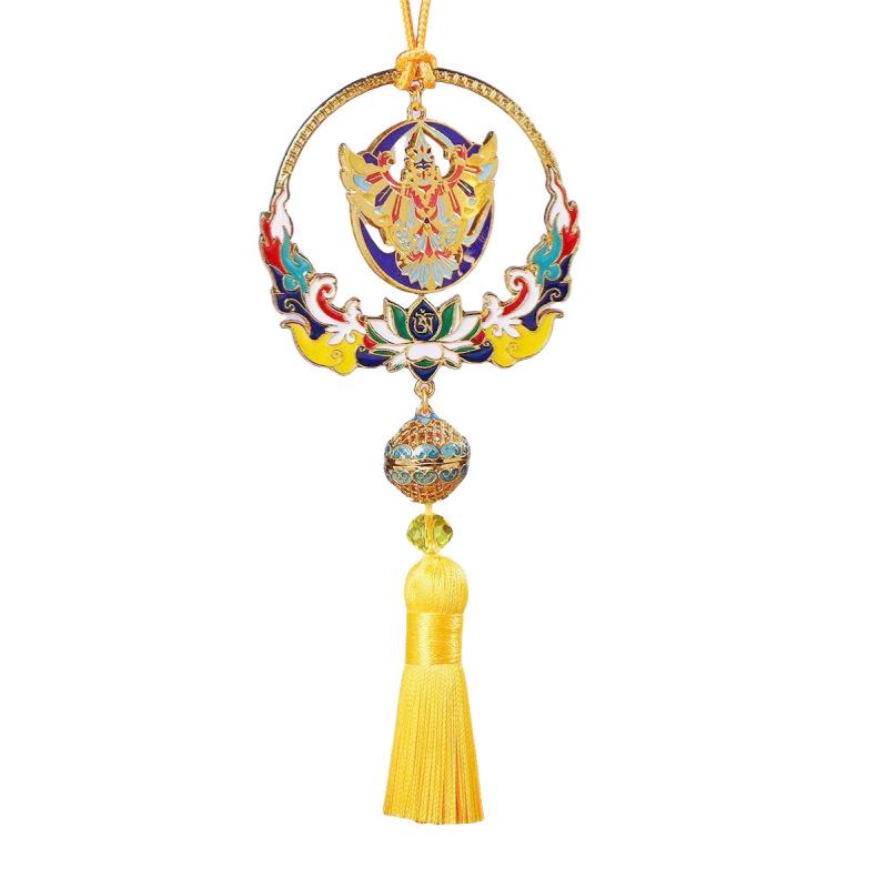 

Золотое украшение с кисточкой в тибетском стиле с восемью благоприятными символами: Ароматический декор салона автомобиля и подарок. Single Car Pendant