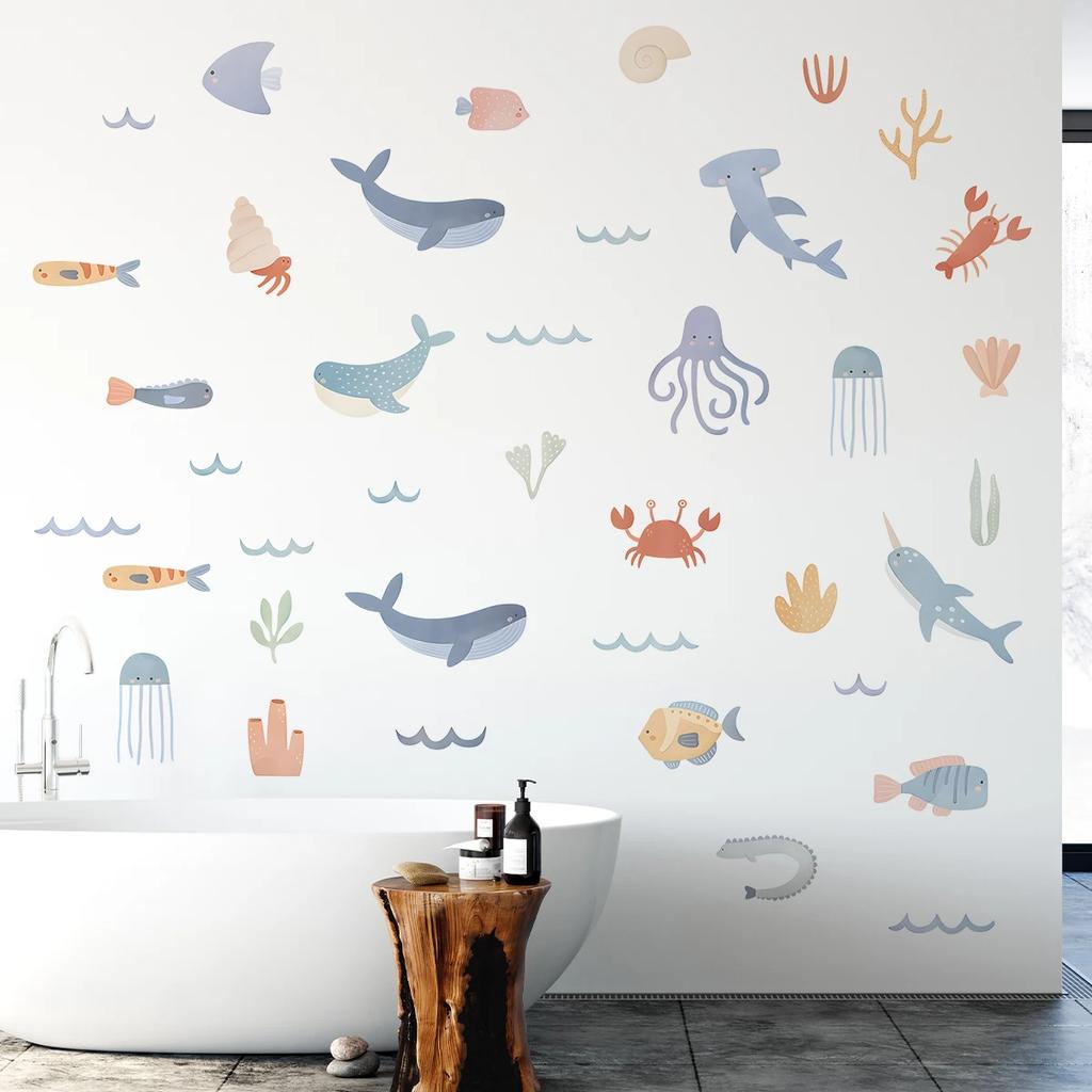 1Pc Cartoon Marine Animal Furniture Wall Sticker Home Decor Accessories Living Room Decoration Bedroom Kid Baby Room Living Room