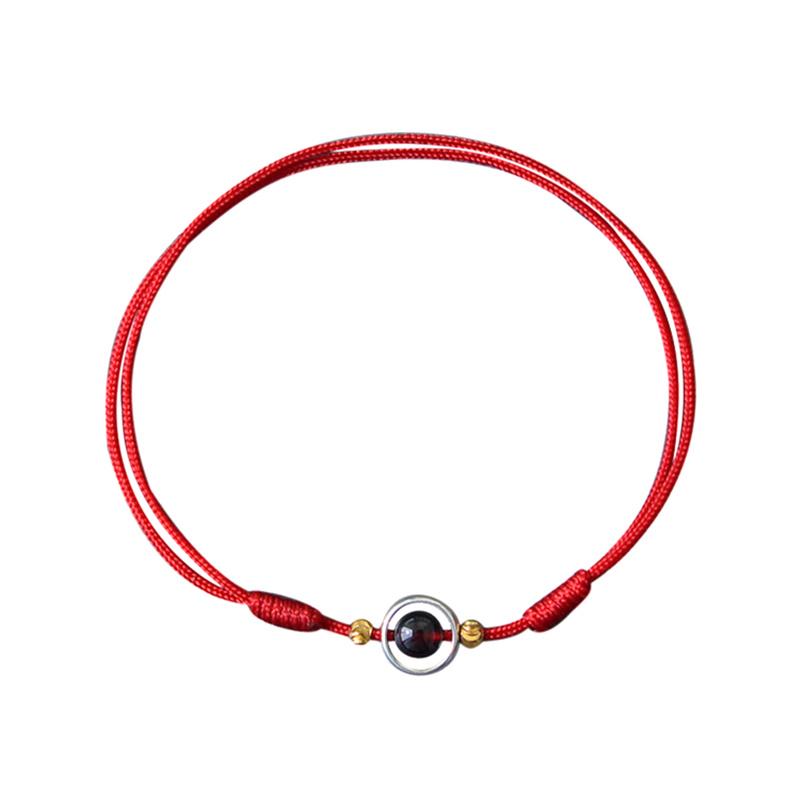 #1Pc Garnet Beaded Anklet, Jewelry, Accessories, Women's Red Rope Tether, Red Garnet, Korean Version Simple Personality Anklet