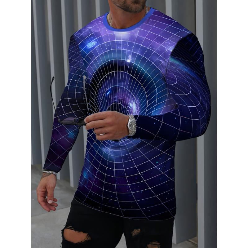 Fashion Graphic Men's T Shirts Autumn Man Clothes Crew Neck Long Sleeve T-Shirts Tops Men's T-Shirt Outdoor Pullover