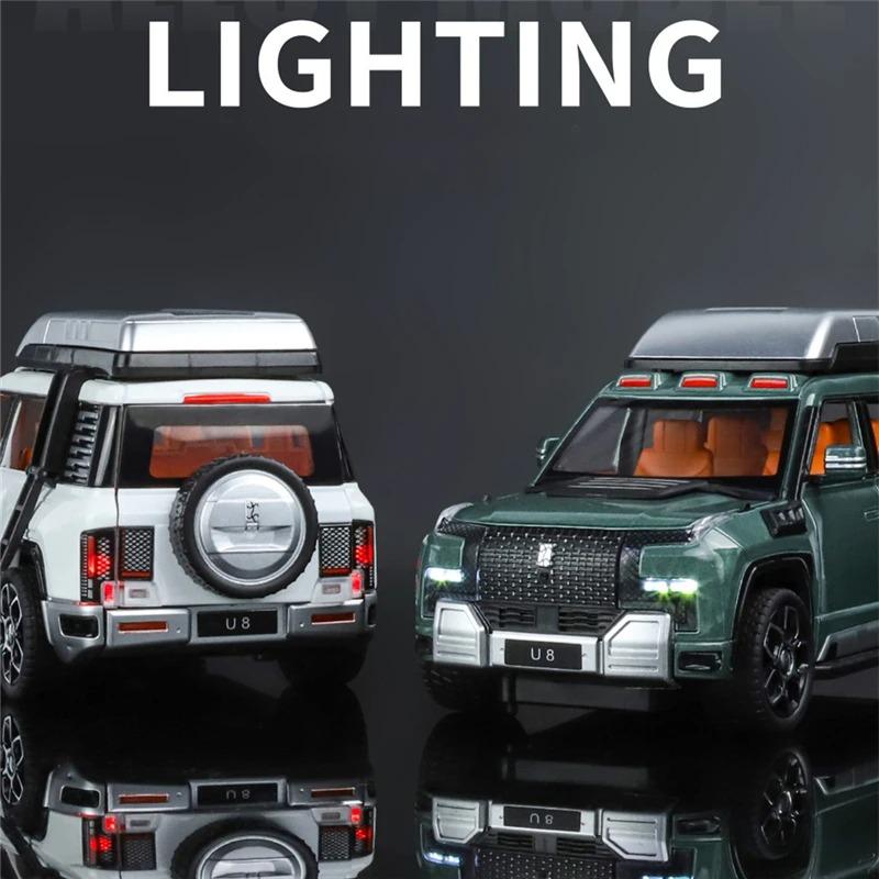 1/24 BYD Yangwang U8 SUV Alloy Car Model Diecast Metal Toy New Energy Off-Road Vehicles Car Model Sound and Light Children's Gift