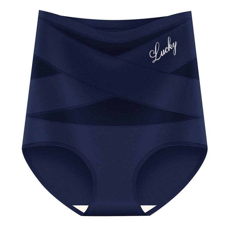 Übergröße Hohe Taille Bauchkontrolle Slips Damen Vollabdeckung Unterwäsche L navy blau