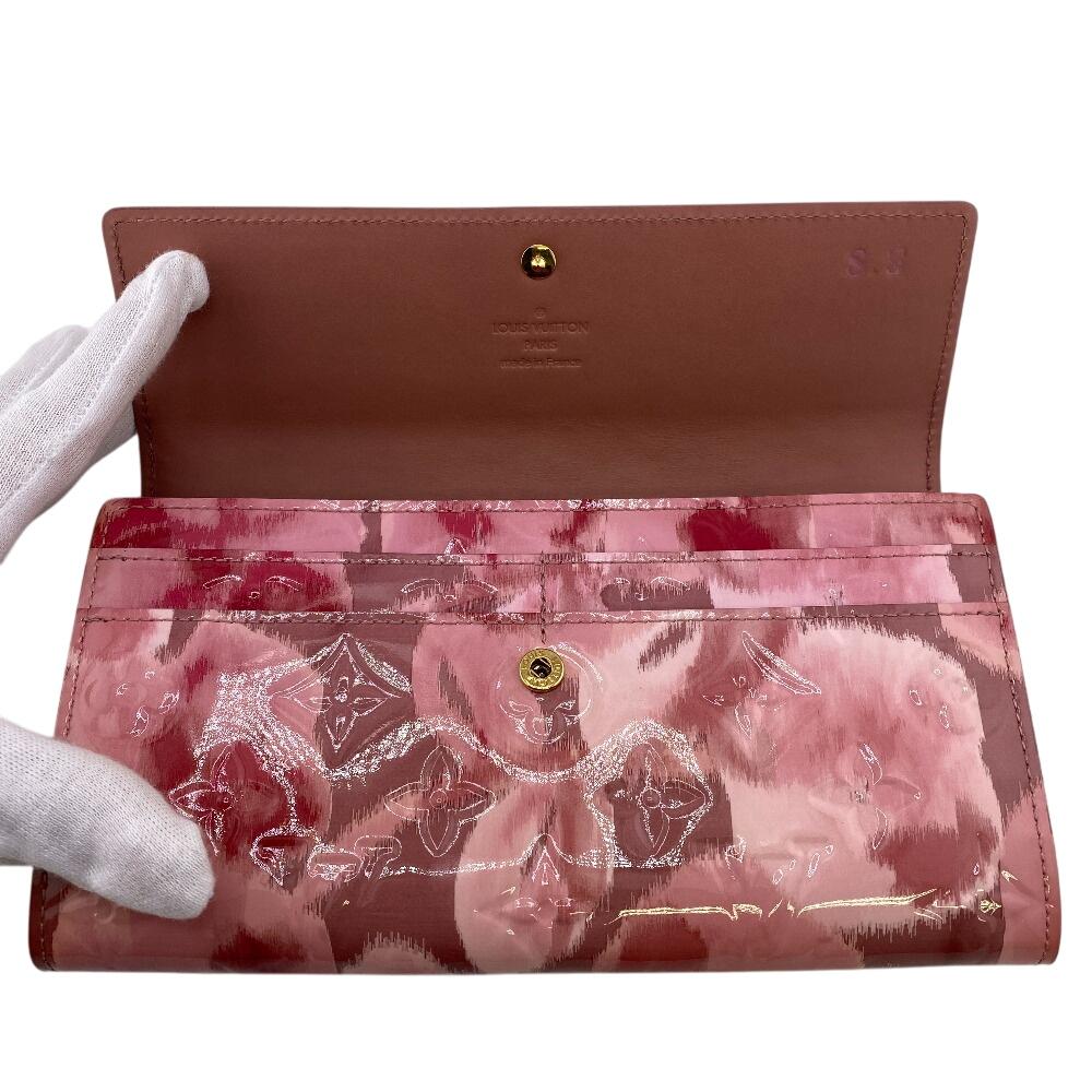 LOUIS VUITTON M90023 Monogram Vernis Ikat leather Portefeuille Sarah Rosevelle Purse pink leather Women Used