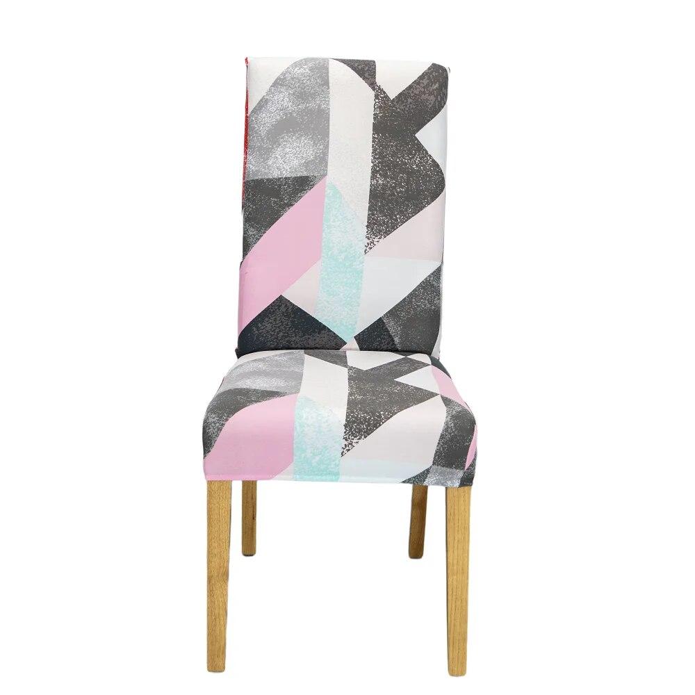 Elastischer Stuhlbezug für Esszimmer, Spandex, Universalgröße, Sitzbezug für Küchenstühle, geometrischer Stil, Möbelschutz, neu