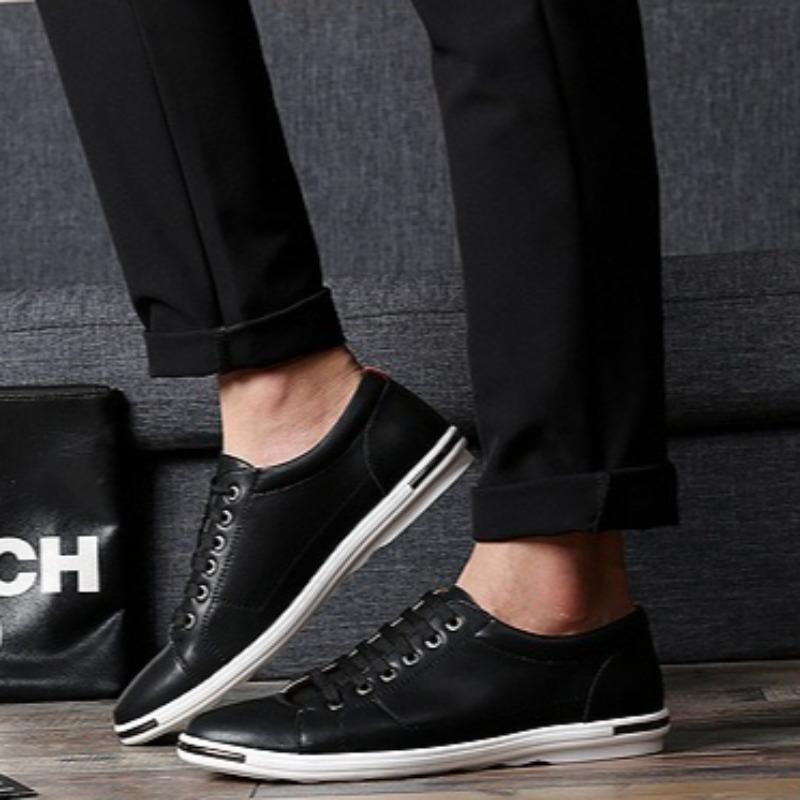 Mode Herren Freizeitschuhe aus Leder Leichtgewicht Komfort Walking Flats Schnür-Sneaker für Herren Klassische Business-Kleiderschuhe Zapatos Hombre