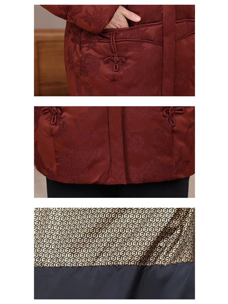 Schwarze Winter-Baumwolljacke für Frauen mittleren Alters und ältere Frauen - Kurz, Stilvoll, Gefütterte Oberbekleidung für Mama und Oma