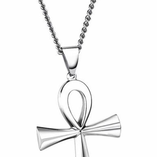 Men Necklace Exquisite Solid Color Sturdy Smooth Surface Stainless Decorative Good Workmanship Cross Shape