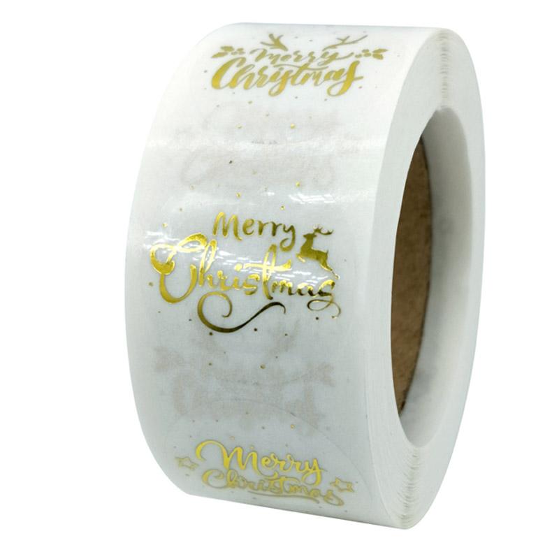 50-500pcs Round Merry Christmas Decoration Stickers 8 Design Seal Labels For Envelope Card Gift Wrapping Scrapbook