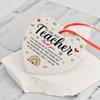 Teacher Appreciation Gift Ornament To The Best Teacher Thank You for Helping Me Learn and Play Heart-shaped Ceramic Design Hanging Pendant