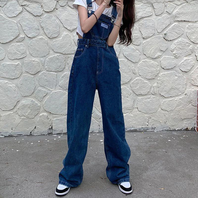 

Summer Fashion Denim Jumpsuits for Women Wide Leg Jeans Overalls Korean Baggy Suspender Pants Korean Streetwear Trousers 3XL