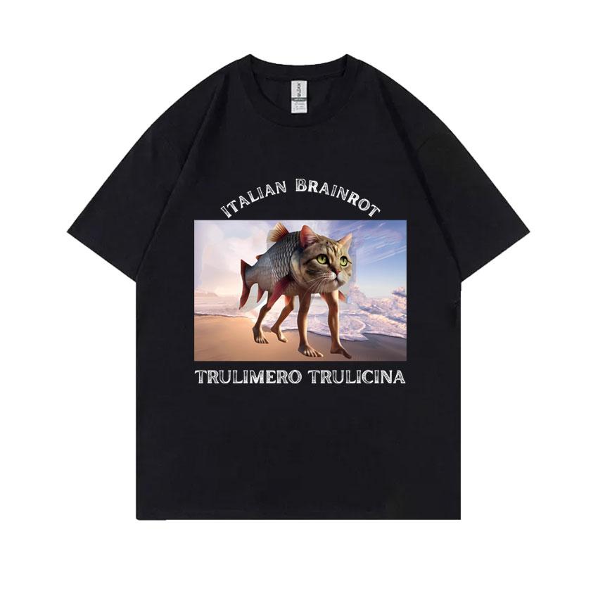 Hot Sale Italian Brainrot Funny Meme T Shirt Tralalero Tralala Tung Tung Tung Sahur Brr Brr Patapim Bombardiro Crocodilo T-shirt