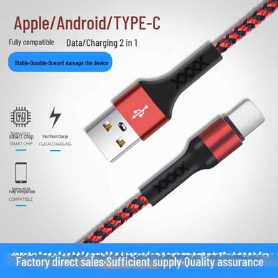 Rundkopf Geflochtenes Superschnellladekabel für Apple-, Android-, Huawei- und Typ-C-Geräte