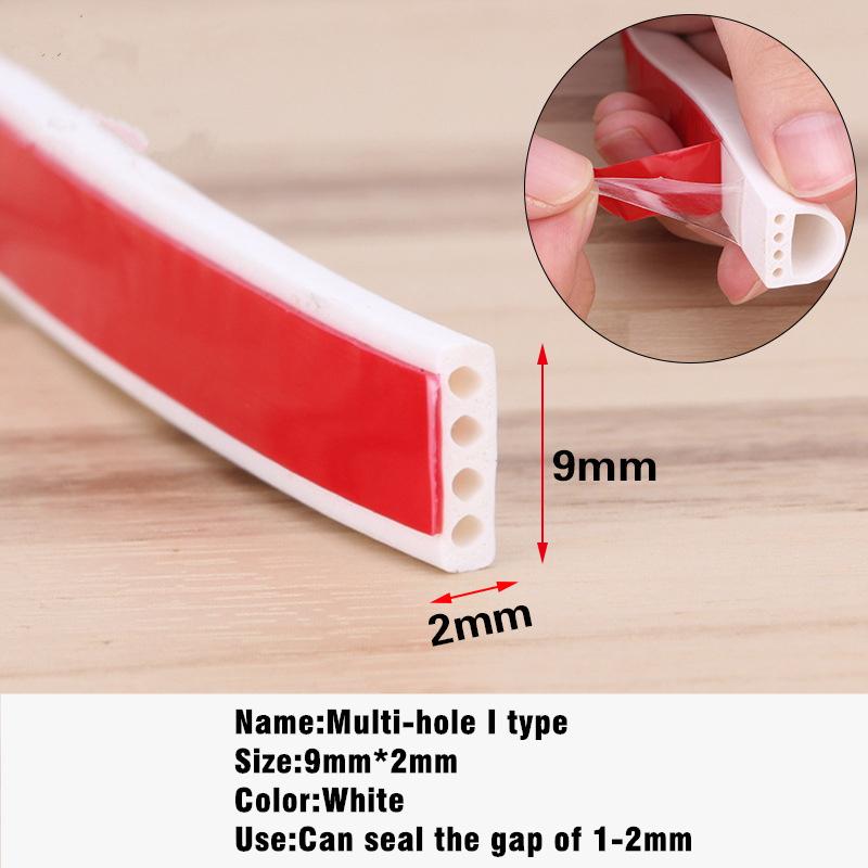 New 6M Silicone Rubber Weather Strip I/E/D Type Seal Strip for Doors Windows Self Adhesive Anti Collision Soundproof Waterproof