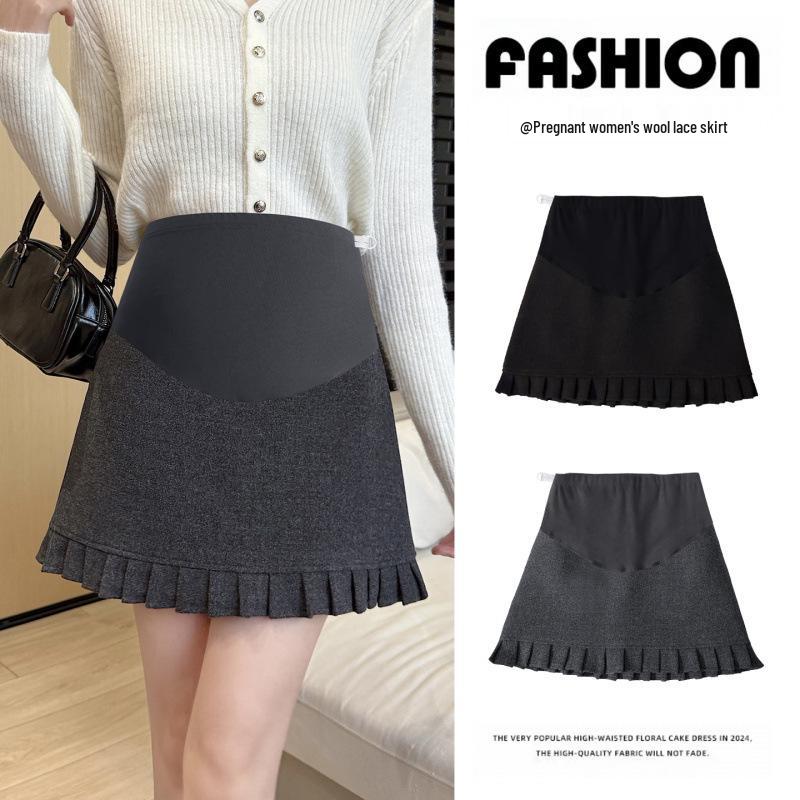 

Essential Woolen Maternity Midi Skirt with Ear-like Ruffles - Autumn/Winter Style M чёрный