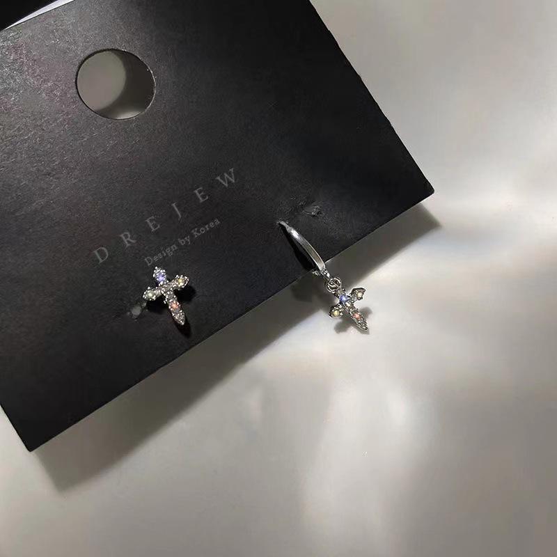 Trendy Asymmetrical Cross Hoop Stud Earrings
