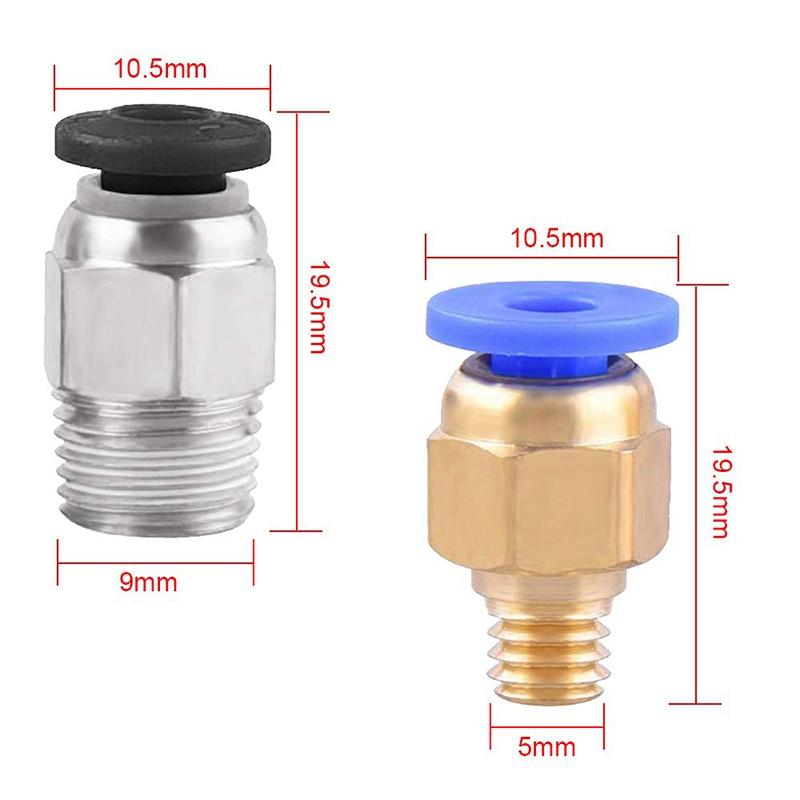 5 Pieces Ptfe Tubing (1.5M) with 10 Pieces Pc4-M6 Fittings and 10 Pieces Pc4-M10 Fitting Connector for 3D Printer 1.75mm