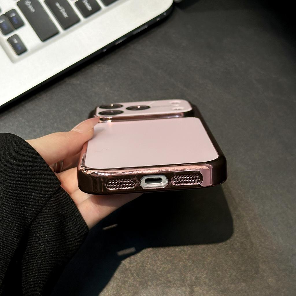 Electroplating Matte AG Built-in Lens Film Phone Case for iPhone 13 14 15 16 17 Pro Max Protection Shockproof Bumper Cases Cover