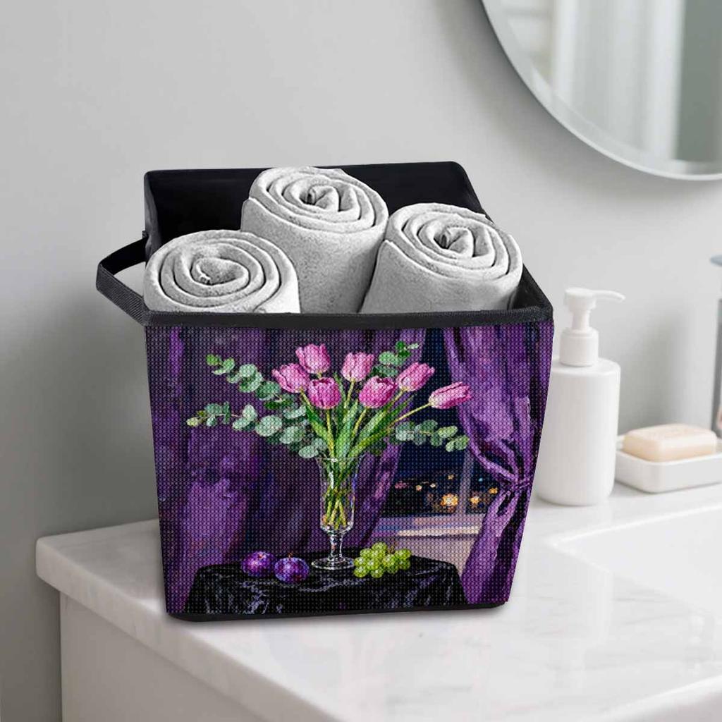 5D Diamond Painting Storage Basket Flower Full Round Drill Mosaic Diamond Embroidery Belief In Heart Cross Stitch Kits Home Decor Home Decor