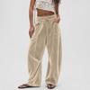 Pantalones Casuales de Terciopelo de Pierna Ancha con Cintura de Ajuste Holgado para Uso Diario