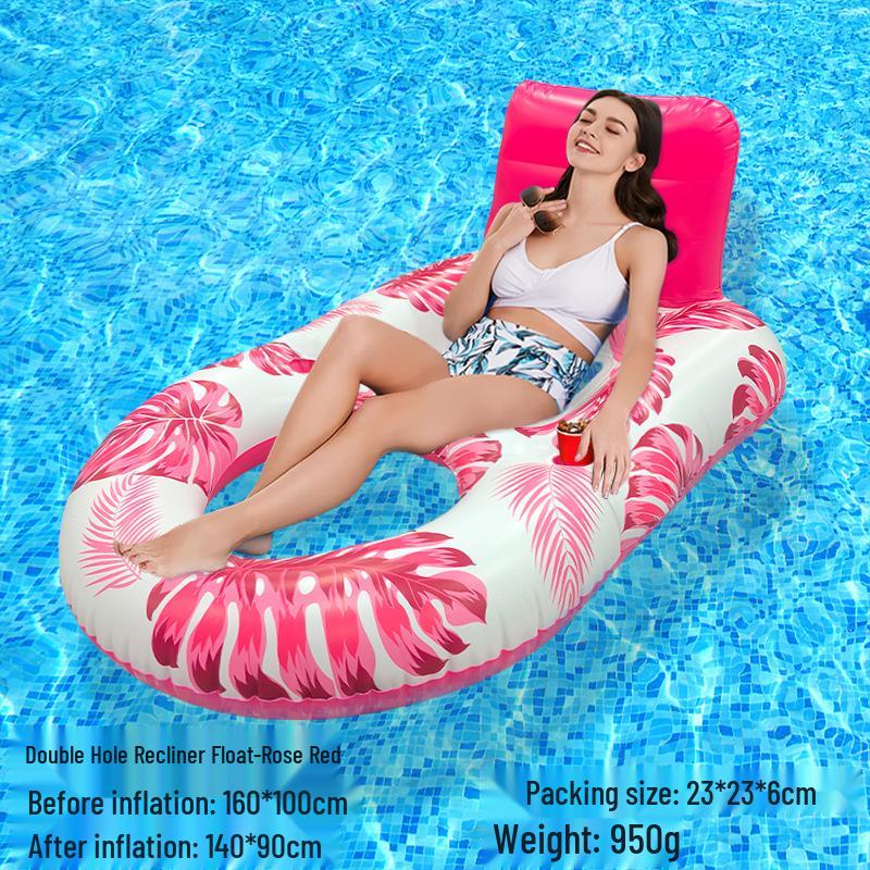Tumbona Flotante Inflable Plegable Transfronteriza con Respaldo y Malla
