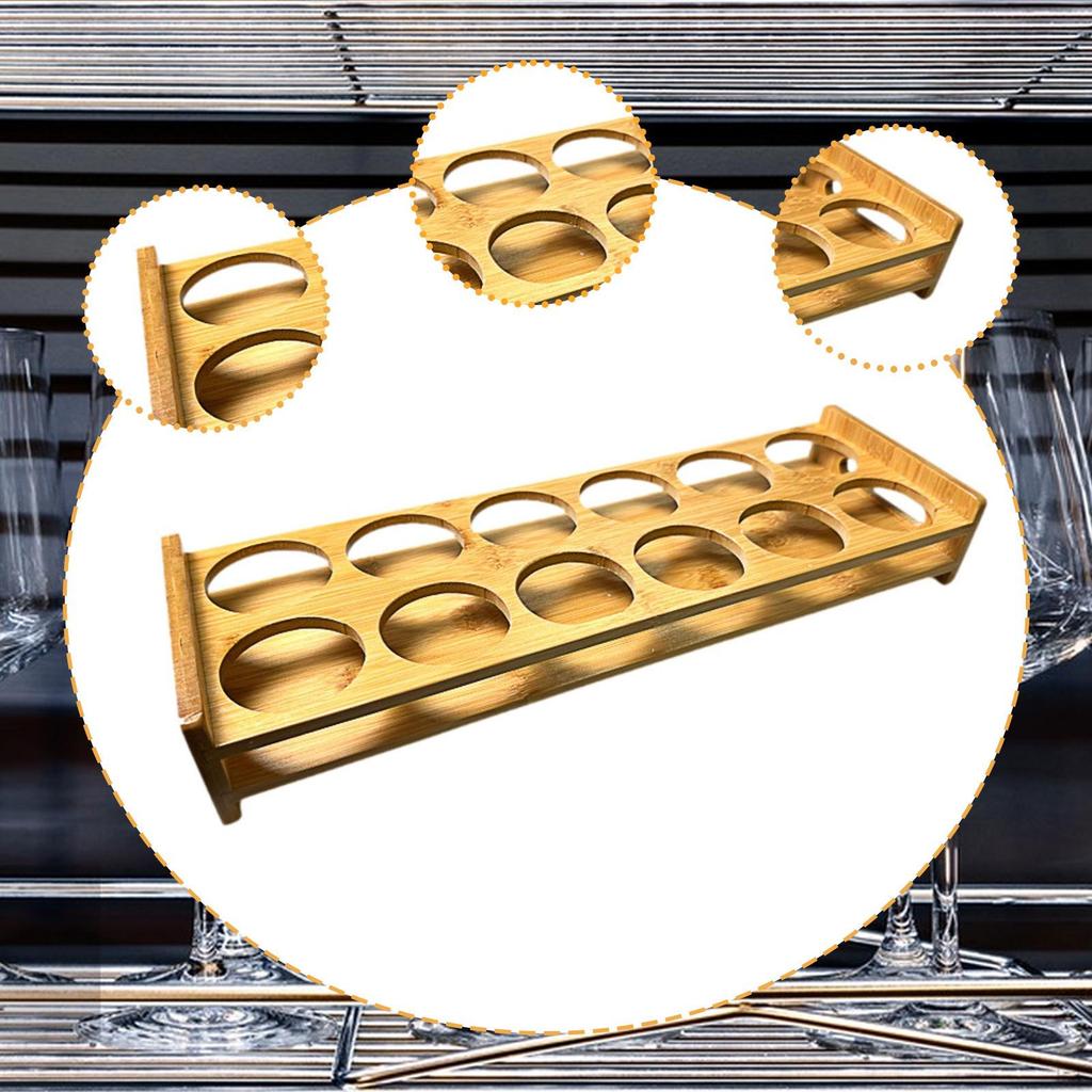 Compact Bamboo Glass Organizer Tray with 12 Holes for Serving Glasses, Ideal Parties And Hotels.