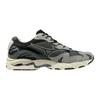 Mizuno Wave Rider 10 Casual Dark and Lime Size 2E Sneakers, Gray, Black, Yellow, 23.5 Cm,