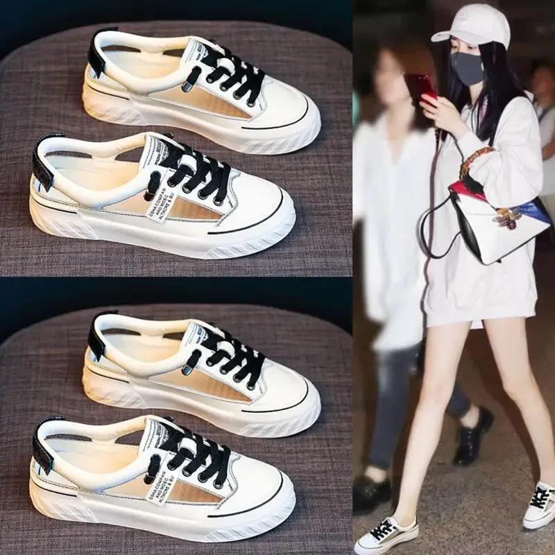 Fashion Women's Summer 2024 New Style Casual Loafers Shoes Thin Breathable Hollow Out Sports Sandals White Roman Flat Bottom Shoes