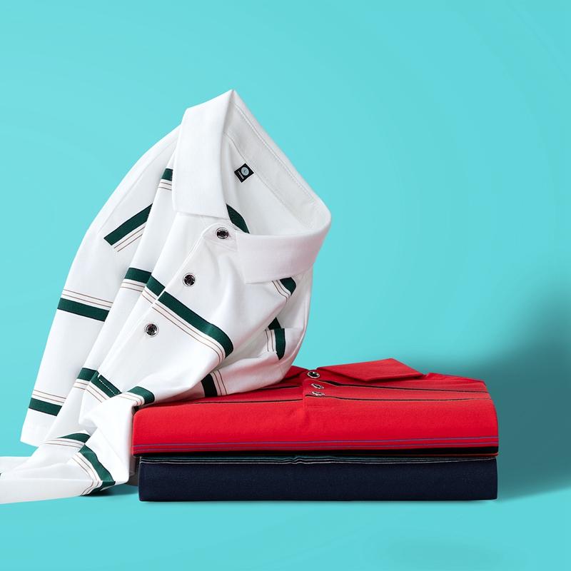 Summer Men's Polo Shirt  Pure Cotton Short Sleeved T-shirt  Thin Striped Business Casual Breathable Wrinkle Resistant Top