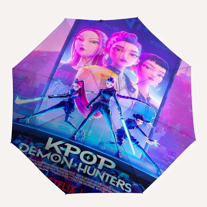 1pz KPOP Demon Hunters Netflix Poster Ombrello con Manico in Plastica, Adatto a Tutte le Stagioni Casa Viaggio Ombrello da EsternoFP116