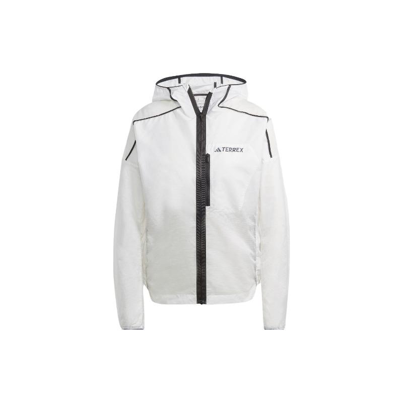 Adidas Classic Logo Print Outdoor Sports Hooded Jacket Lightweight Casual Outerwear Women White HT9405 S