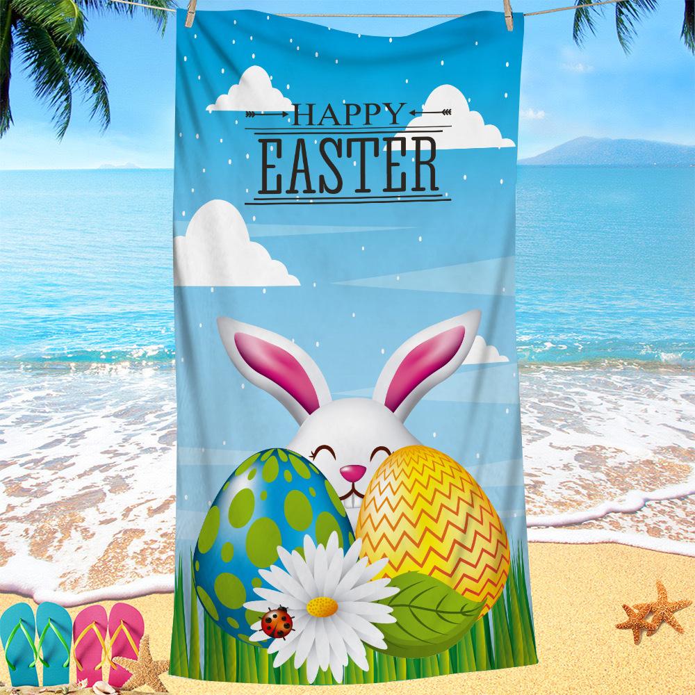

Creative Painting Easter digital-printed polyester Superfine fiber double-sided fleece Beach vacation bath towel, beach towel W30*H60(CM)