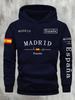 Herren-Freizeit-Kapuzenpullover für Herbst und Winter. Neuester spanischer Flaggen-Madrid-Print, große Größe, Mantel für Männer und Frauen.