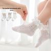 Baby Girl White Lace Trim Mesh Socks - Summer Thin Style, Solid Color, Hollow Design