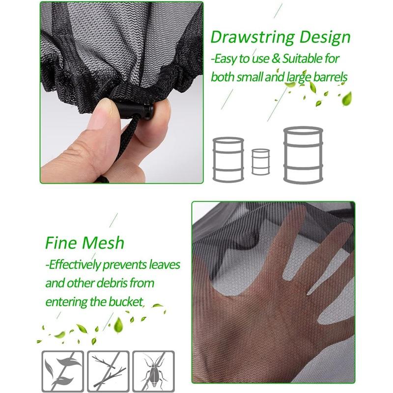 Set di 2 Coperture Rete per Insetti da Esterno Copertura per Secchio d'Acqua Copertura Antipioggia Protezione Serbatoio Copertura Rete Filtro