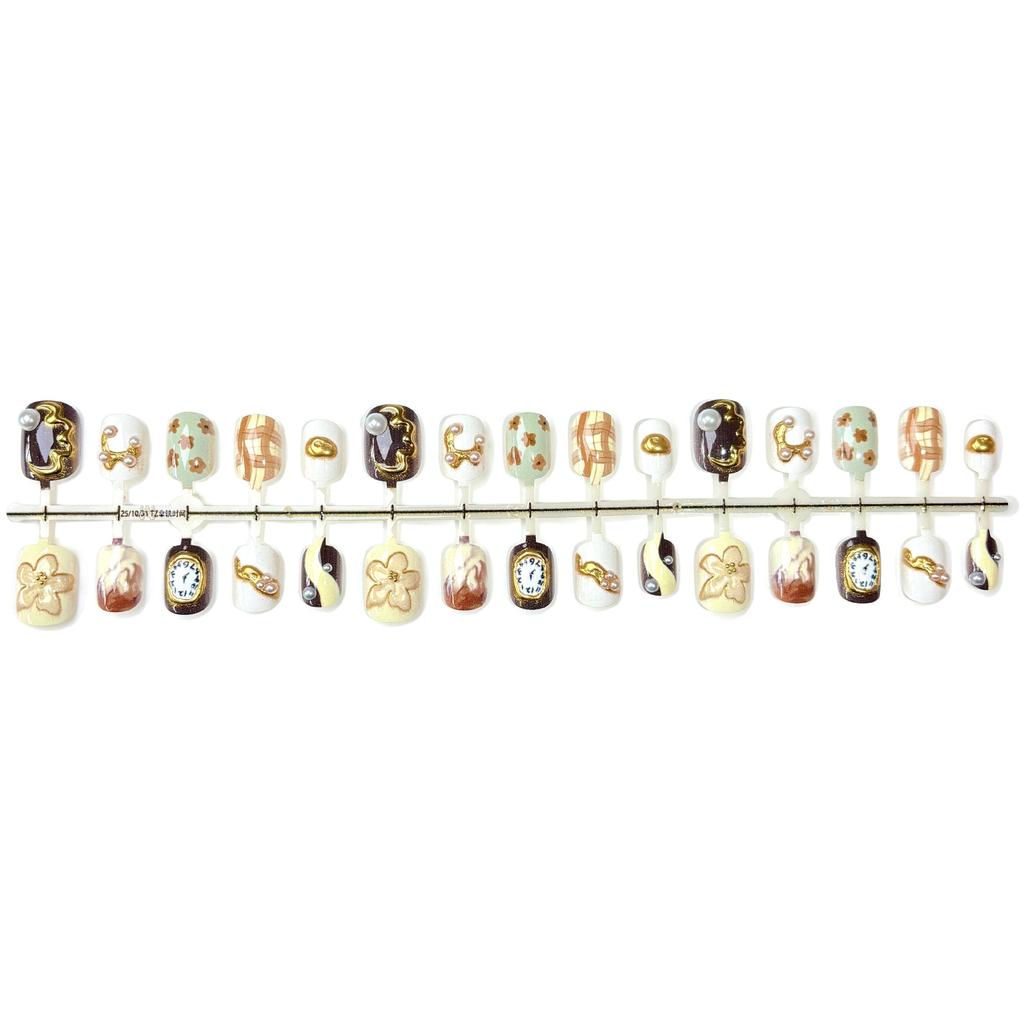 Press-on-Nägel Wiederverwendbare Falsche Nägel mit Designs Wiederverwendbare Falschnägel Press-ons Glänzend Full Cover Acryl-Klebenägel Aufklebenägel für Frauen