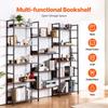 Metal Bookshelf Rustic Bookshelf 14-Tier for Living Room Bedroom & Office