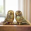 1 Pieza Figuras de Animales Pájaros Retro Mini Estatua de Búho Latón Metálico Mascota de Té Adorno de Mesa Accesorios de Decoración del Hogar Miniaturas Manualidad