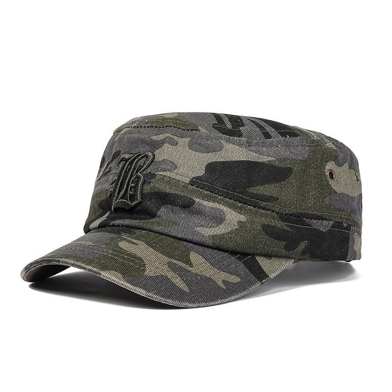 Camouflage Flat Top Hat Men's Outdoor Cotton Sun Hat