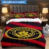 Ensemble de literie doux imprimé 3 pièces Manchester City F.C., Comprenant 1 housse de couette et 2 taies d'oreiller Parfait pour la chambre à coucher, le dortoir, cadeau pour fan