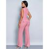 Spring and Summer Women's Two-piece Set of Elegant and Thin V-neck Sleeveless T-shirt and Wide-leg Pants Two-piece Set