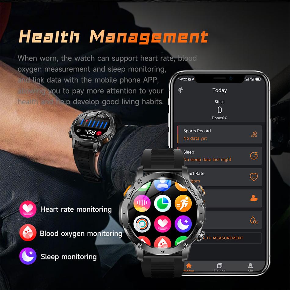 2026 Smartwatch T-REX3 1000mAh Großer Akku HD Bluetooth Anruf 1,7 Zoll Großer Bildschirm LED Taschenlampe Sport Wasserdicht Smartwatch Herren