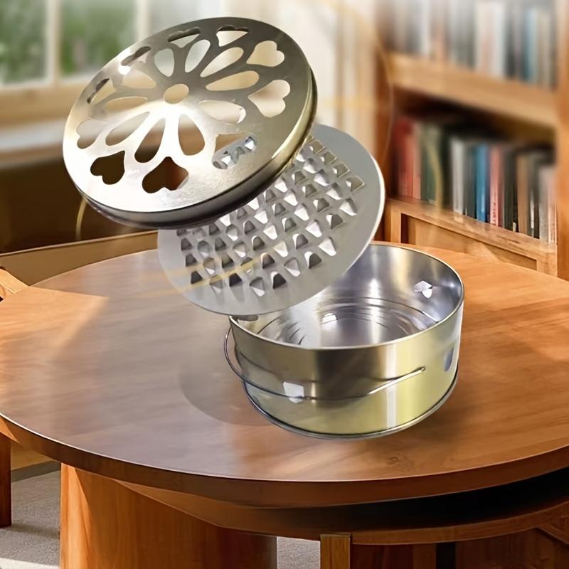 1PC Stainless Steel Mosquito Coil Box, Fireproof Mosquito Coil Rack with Cover, Portable Household Indoor and Outdoor Mosquito Repellent Disc