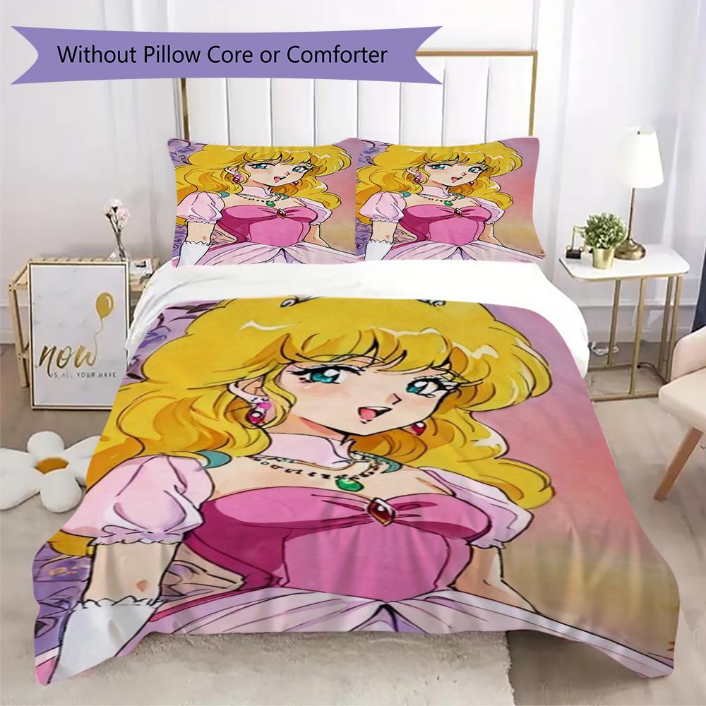 Lady Lovely Locks Pattern Bedding uilt Set uilt Cover Pillowcase Home Decoration Birthday Gift (1 * duvet cover + 2 * pillowcase without core)64